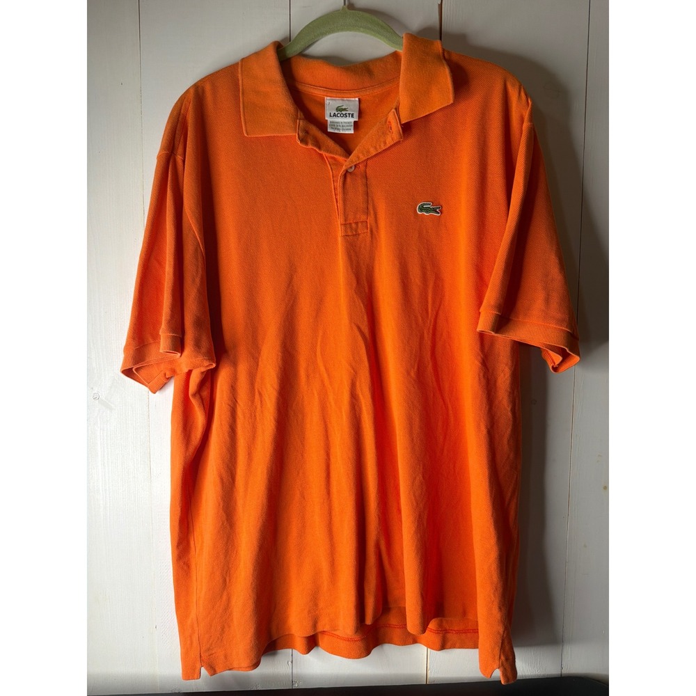 Lacoste Mens Size 7 XXL Orange Cotton Pique Polo Shirt 5191L